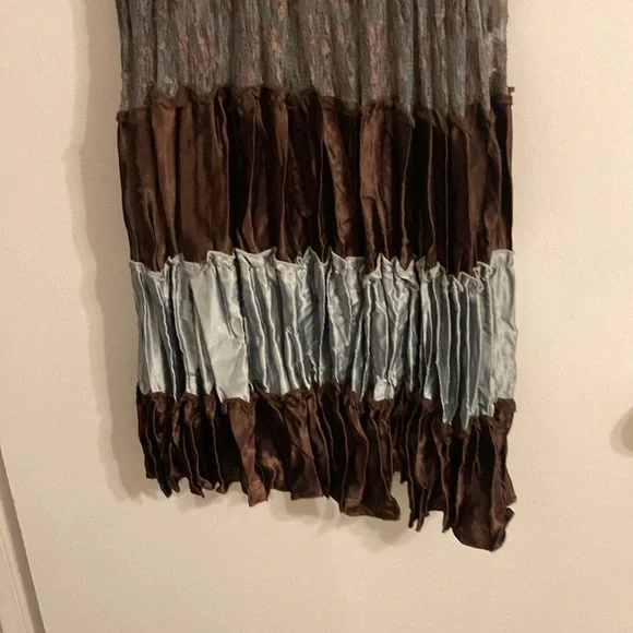 Vintage Guess Ruffled Baby Doll Dress Women's S Brown Teal Fairy Lace Y2K - Picture 7 of 10